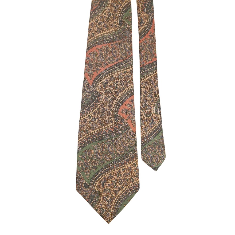 Vintage Polo Ralph Lauren Tie Brown Earth Tones Paisley Silk Ivy League Preppy